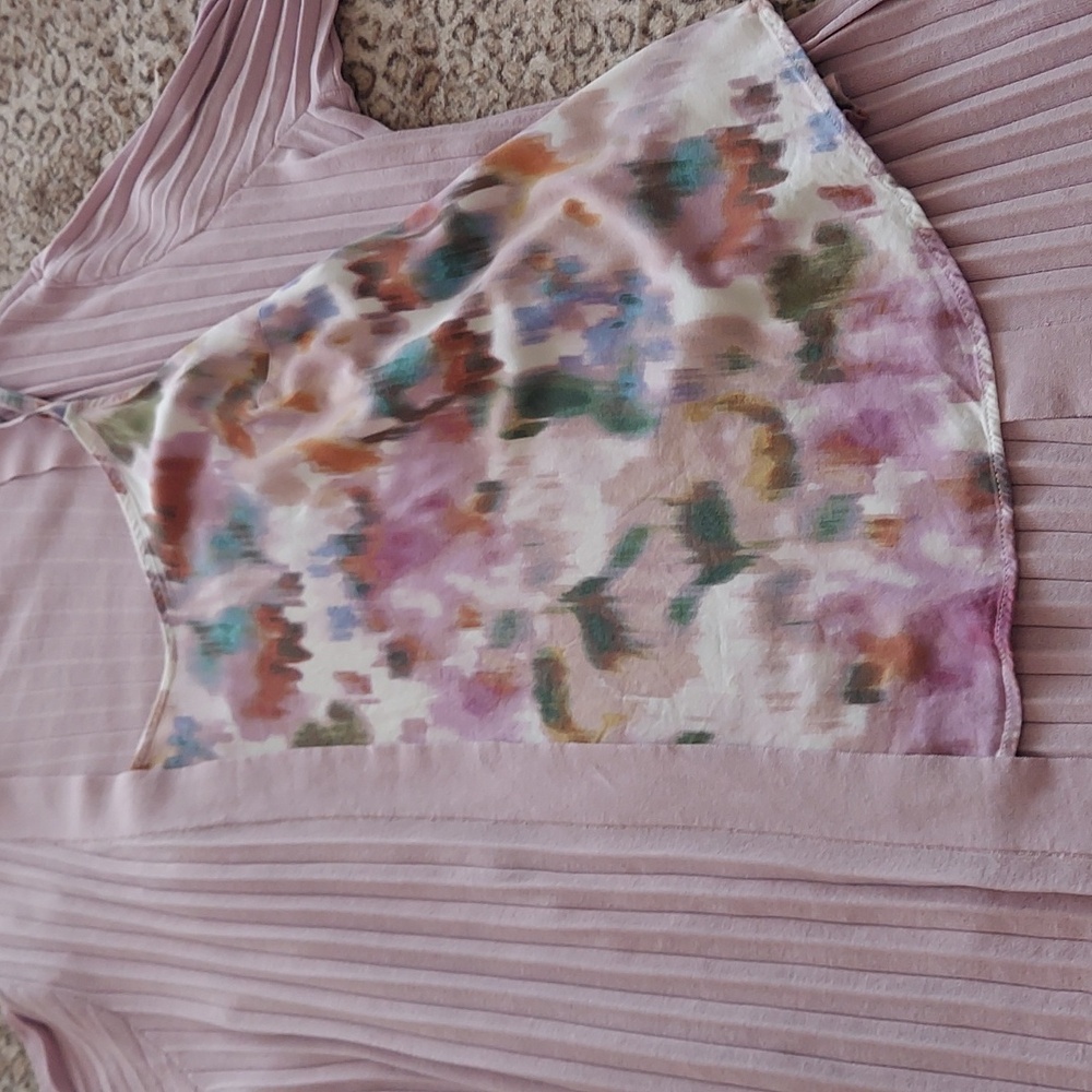 Chico's Lilac Pleated 3/4 Sleeve Duster - Picture 7 of 7